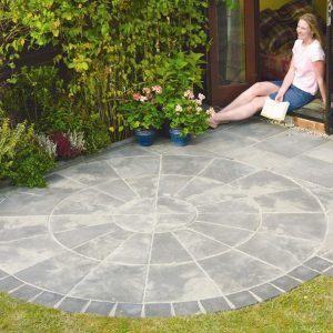 Bradstone Old Riven Concrete Patio Paving Autumn Silver 2 Ring Circular Paving - 1 Pack